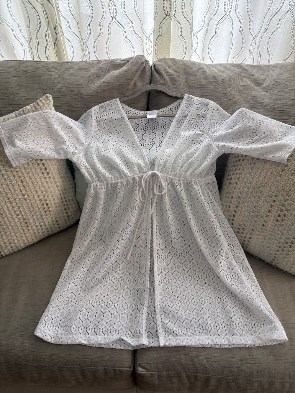 Catalina White Eyelet Lace Swim Cover-Up with Tie Waist